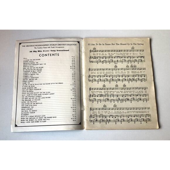 Vintage 1932 Cole Cowboy Song Book Sheet Music Arkansas Woodchopper Yodel Guitar - Picture 2 of 11